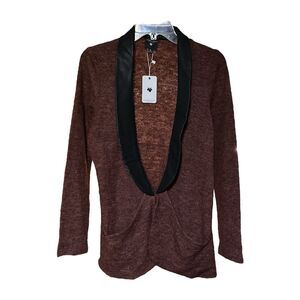 Against Nudity Montreal Womens Burgundy Stretch Sweater/Jacket Size Small New